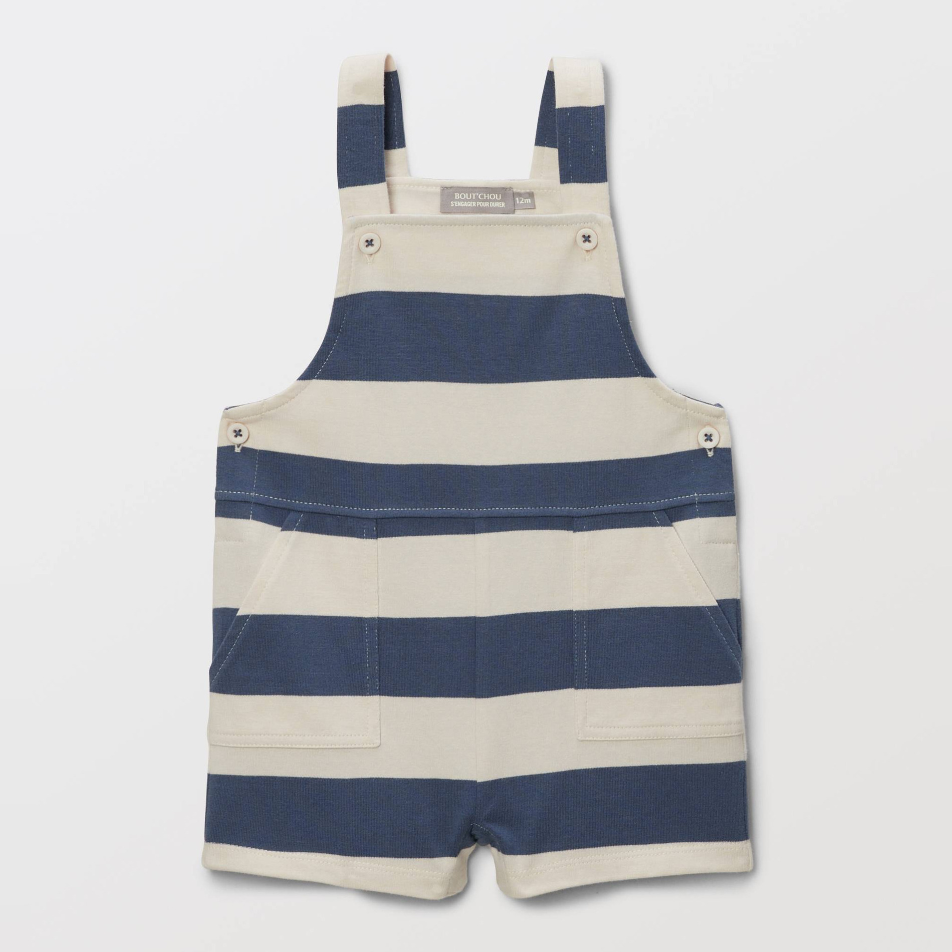 Salopette courte rayée en coton BIO GOTS, BOUT'CHOU