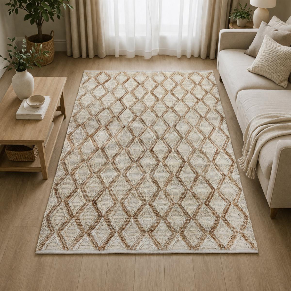 Tapis jute fait à la main motif faux uni JUTICA, UN AMOUR DE TAPIS
