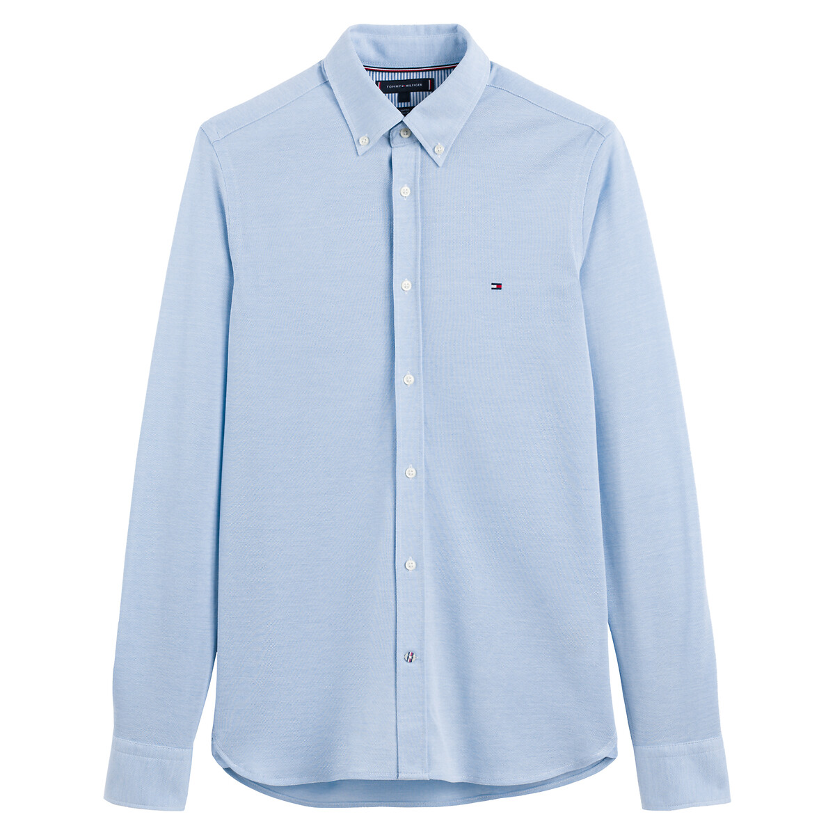 Image of 1985 Cotton Pique Shirt in Slim Fit with Buttoned Collar