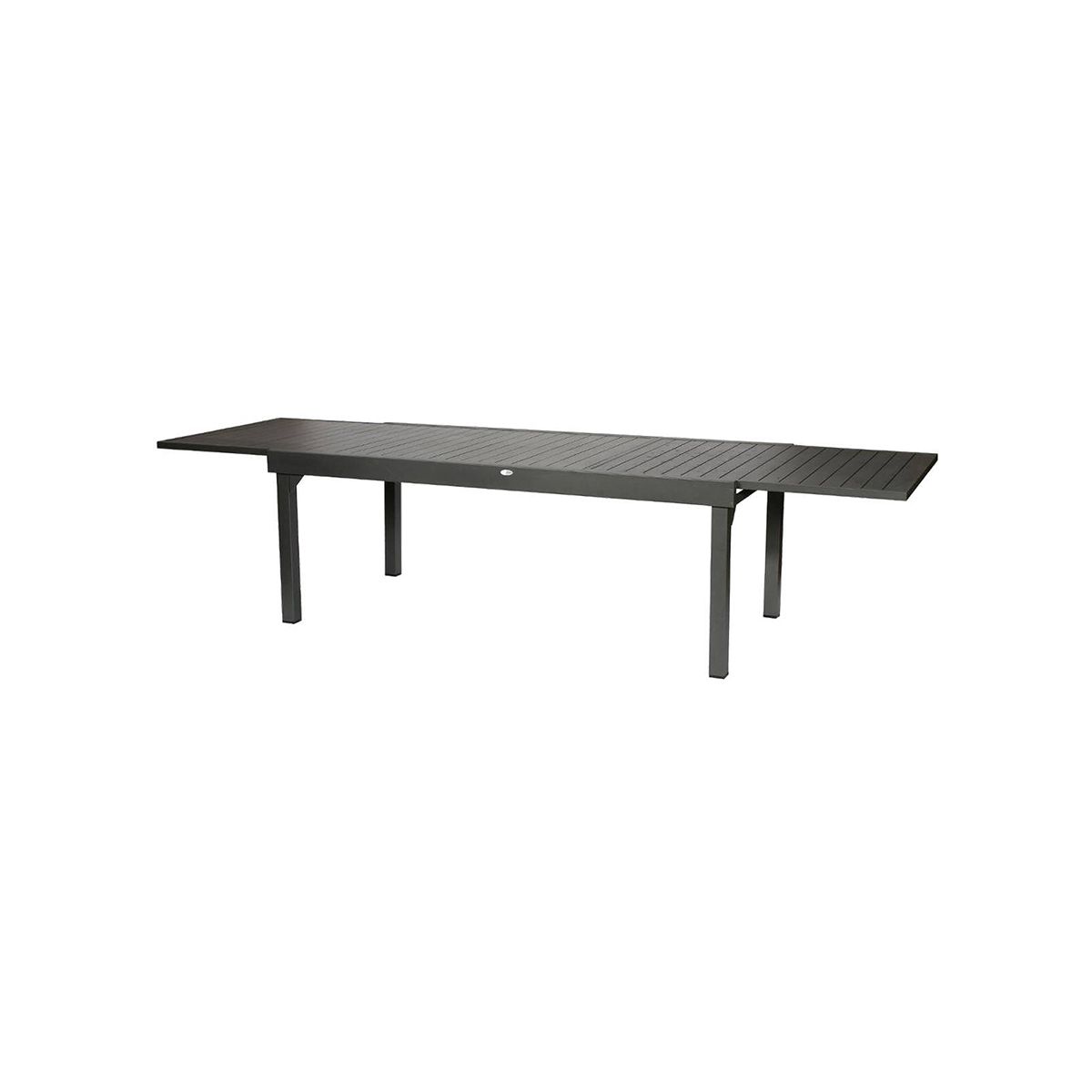 Table extensible rectangulaire alu Piazza 10/12 places + 12 chaises