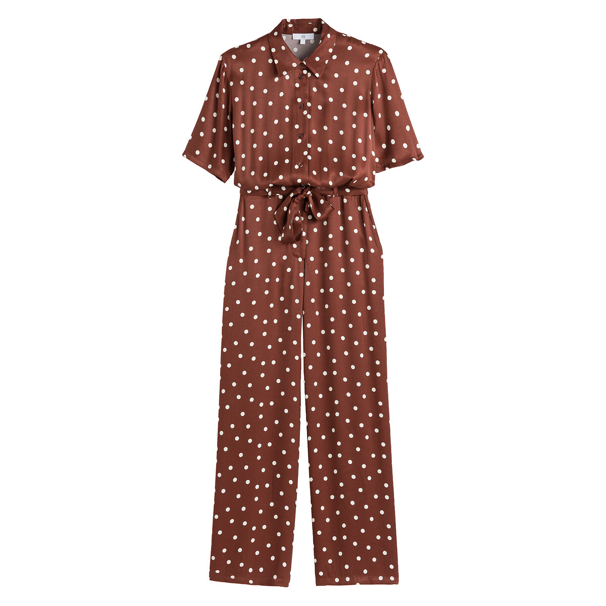 Brown polka dot jumpsuit online