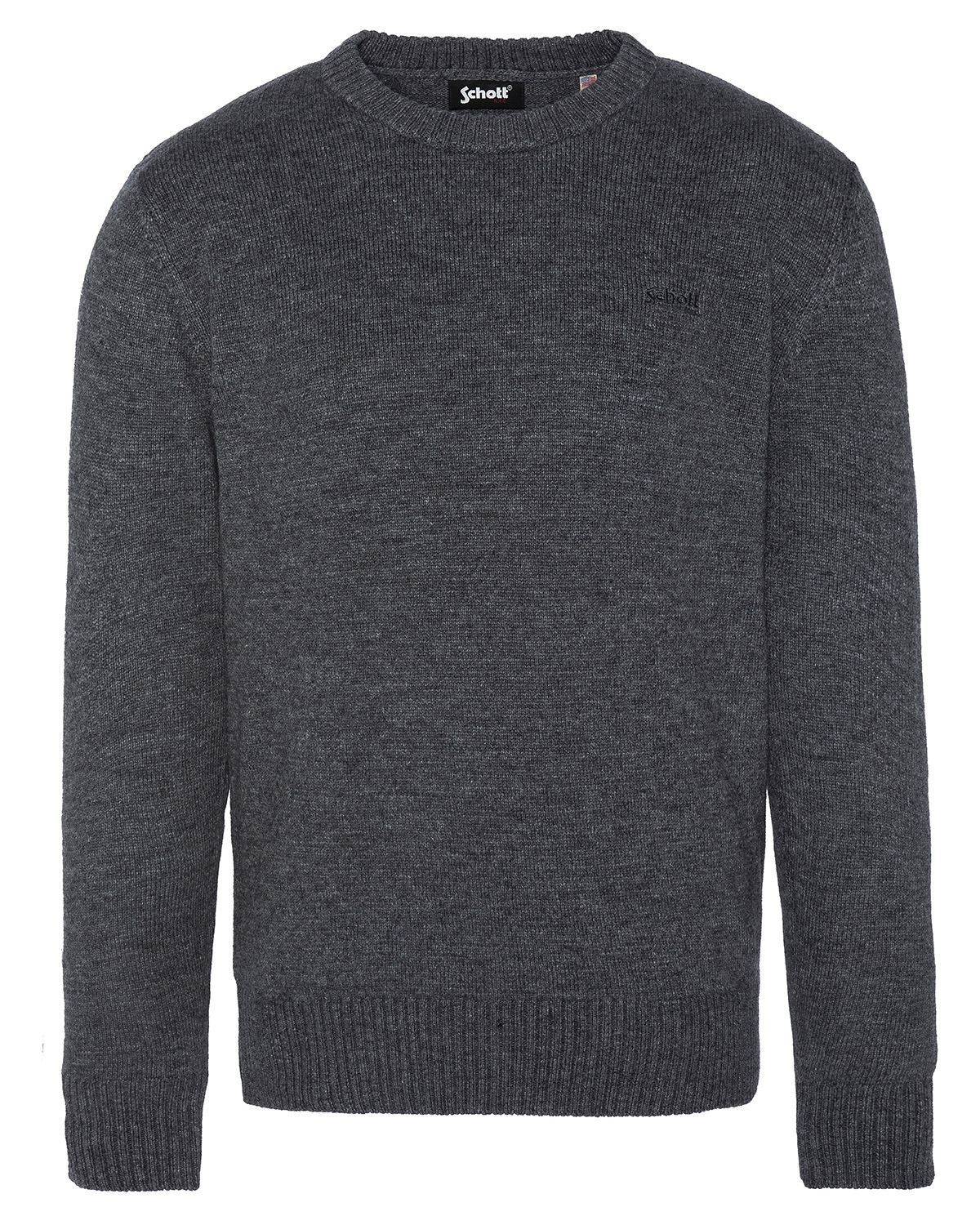 Pull col rond anthracite en lambswool, SCHOTT