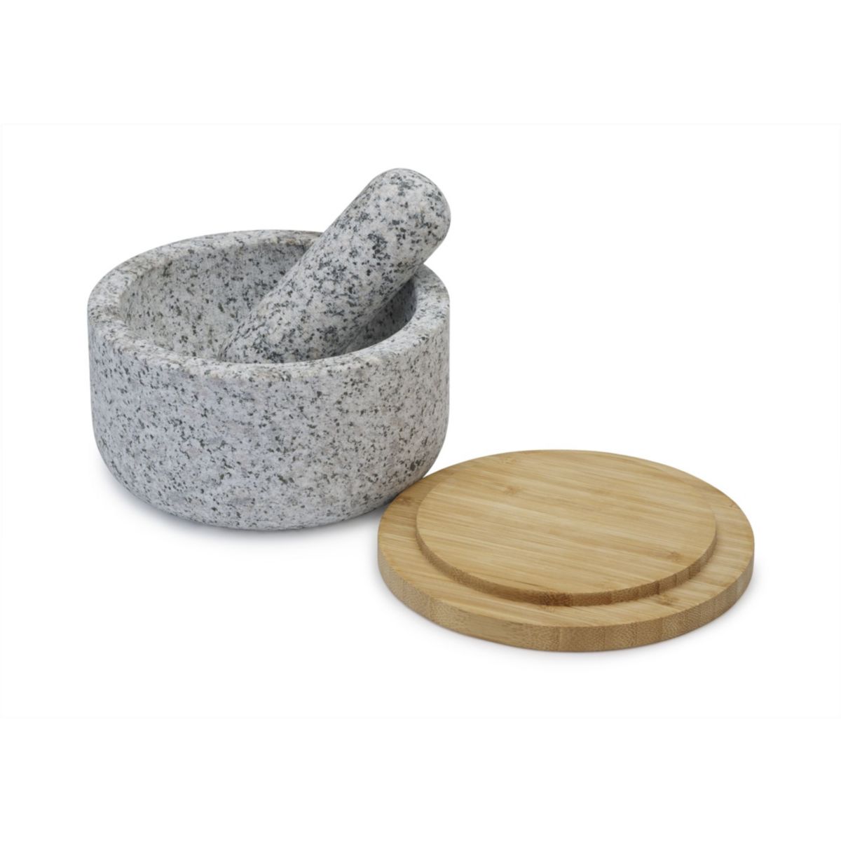 Mortier et mortier en granite couvercle bambou, JOSEPH JOSEPH