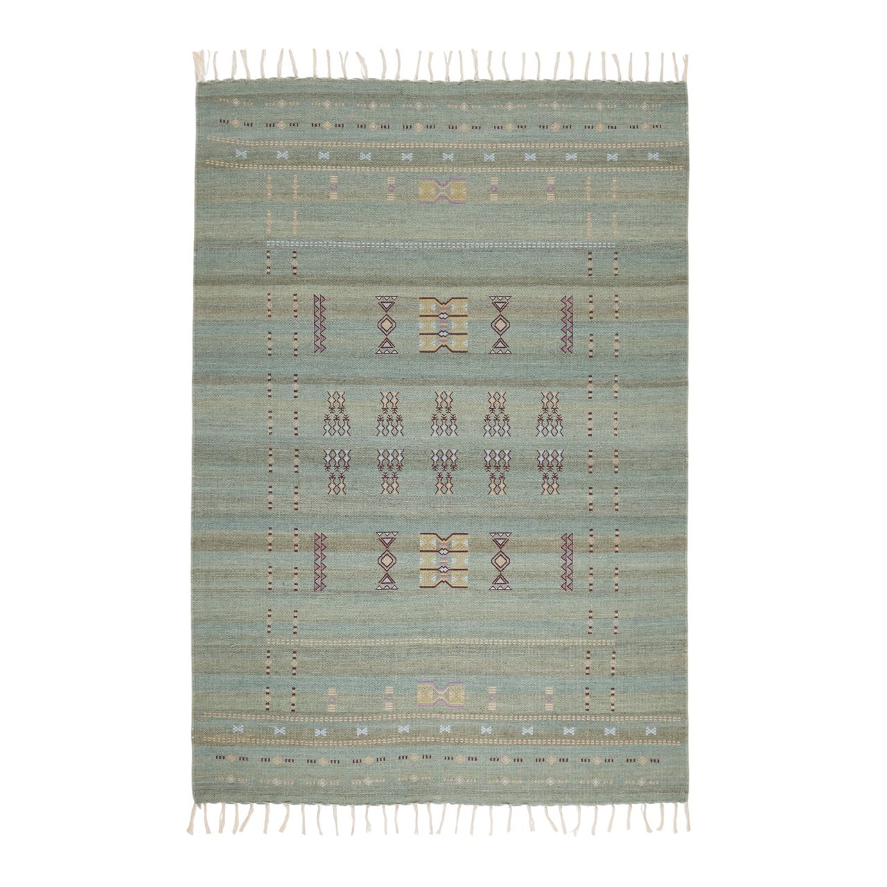 Tapis De Sol en Tissé plat brodé 100% laine ARSALANE, MADURA