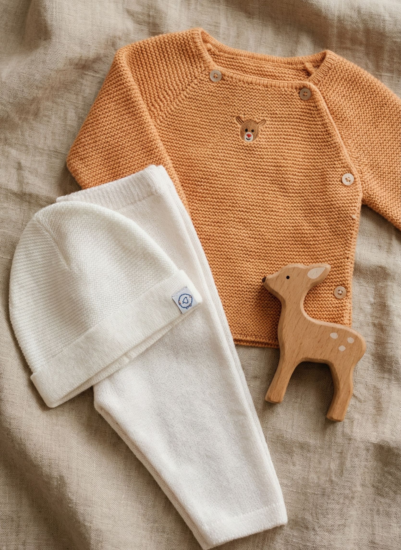 Ensemble naissance broderie renne, LA MANUFACTURE DE LAYETTE
