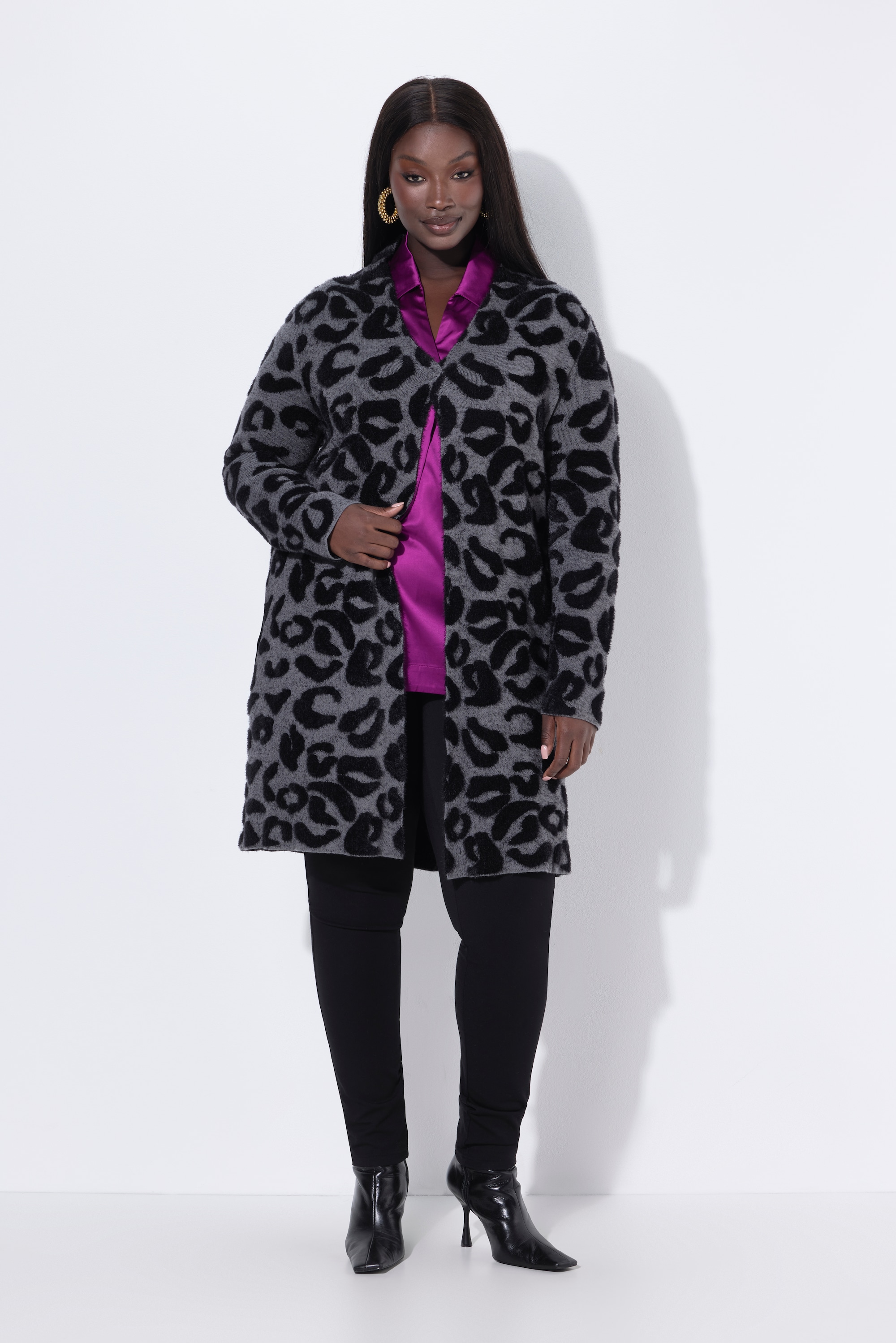 Cardigan long à col montant, ULLA POPKEN
