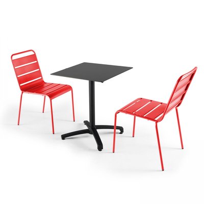 Salon de jardin table en HPL et 2 chaises en métal OVIALA