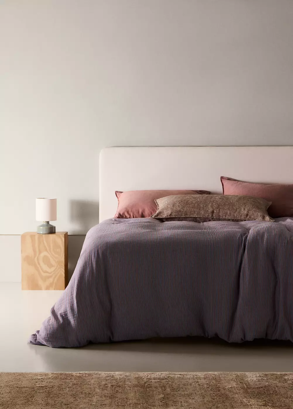 Housse de couette coton mousseline à rayures réversible lit 135/140 cm, MANGO HOME