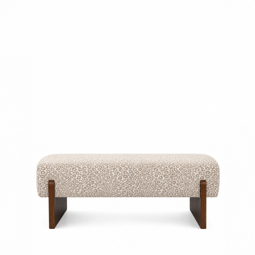 Banc en tissu imprimé léopard et bois- SALLY, DRAWER