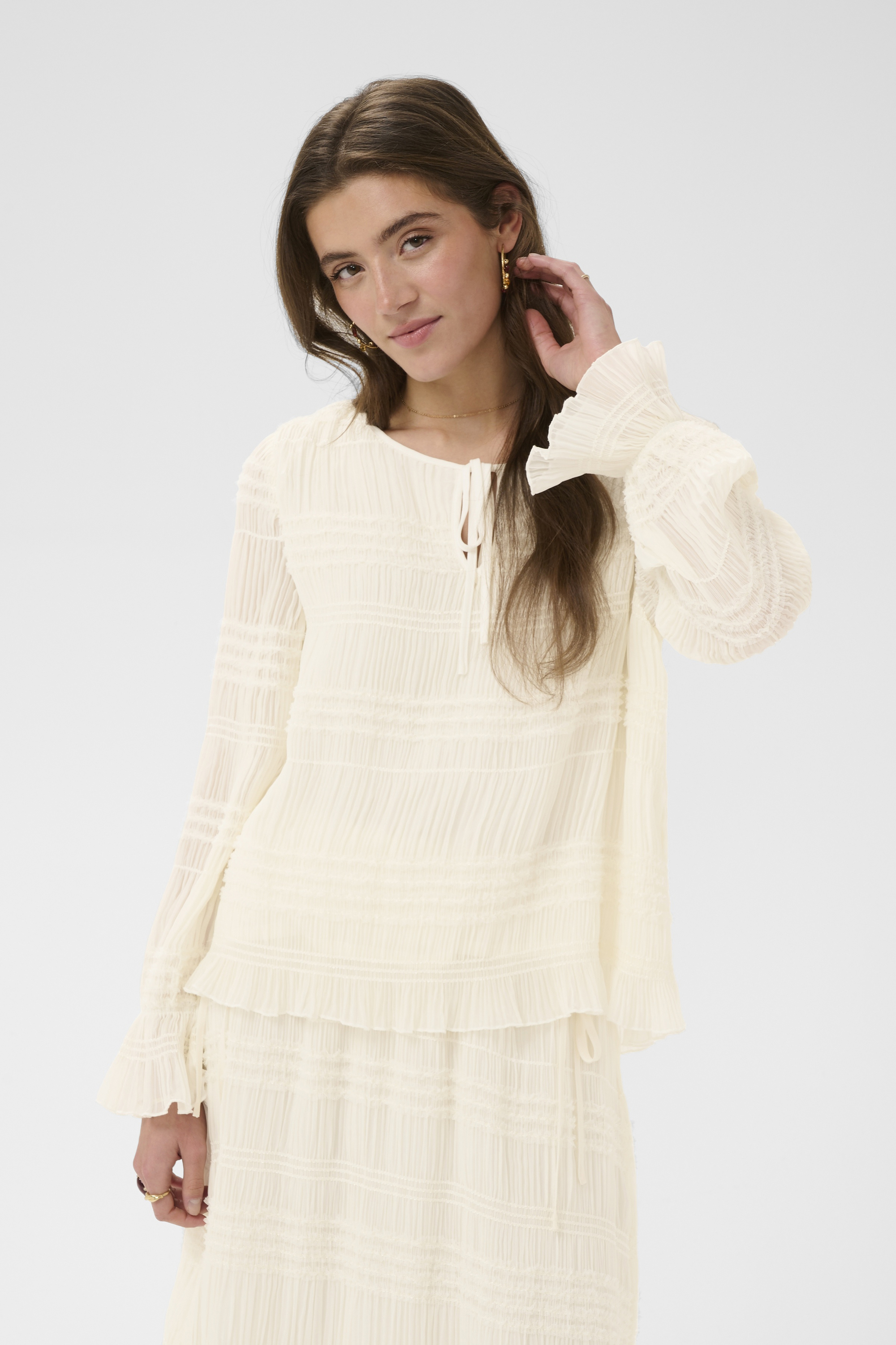 Blouse à manches longues, CREAM