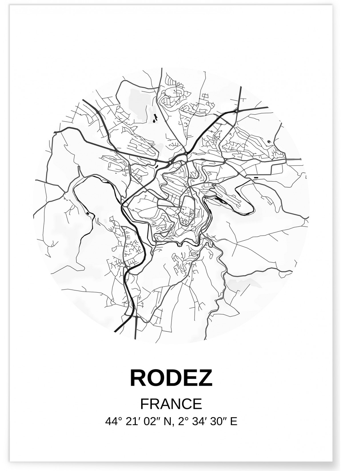Affiche Carte Rodez, L'AFFICHERIE