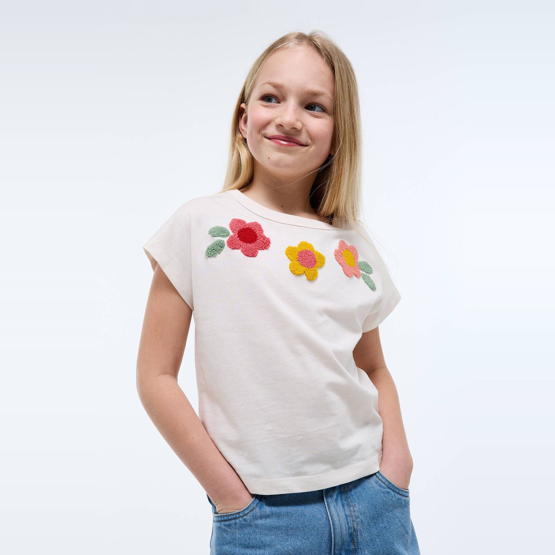 T-shirt manches courtes brodé en coton BIO GOTS, MONOPRIX