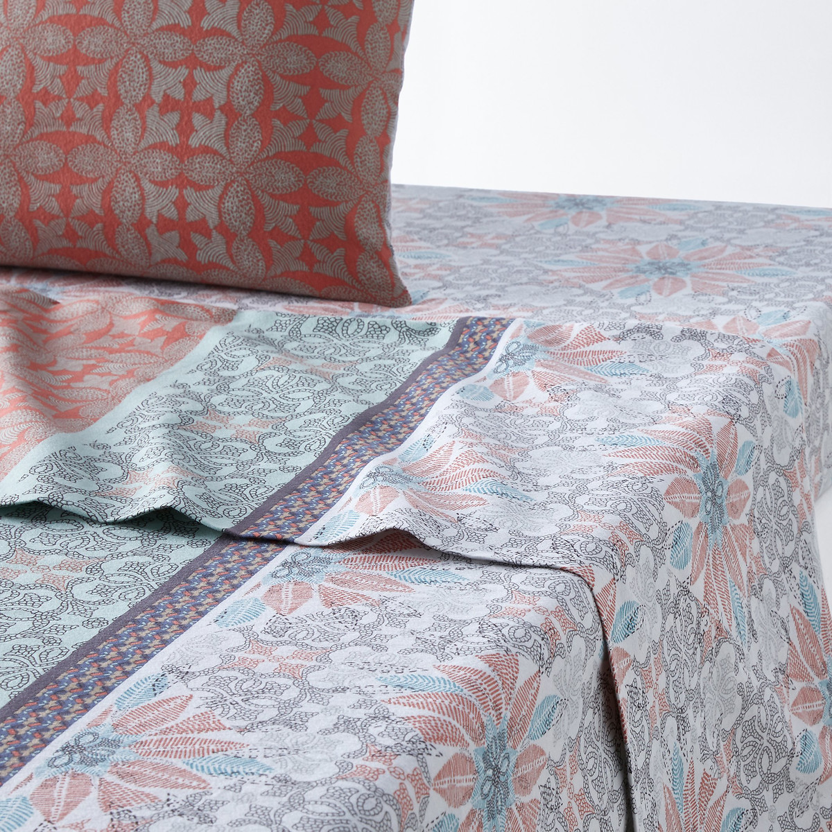 Bergame Floral 100% Cotton Flannel Flat Sheet