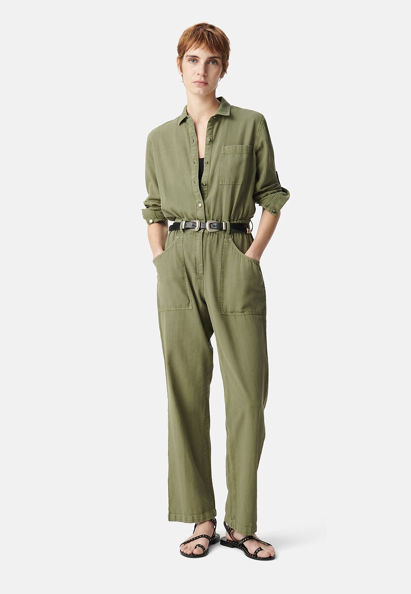 Jumpsuit met lange mouwen kaki Ikks | La Redoute