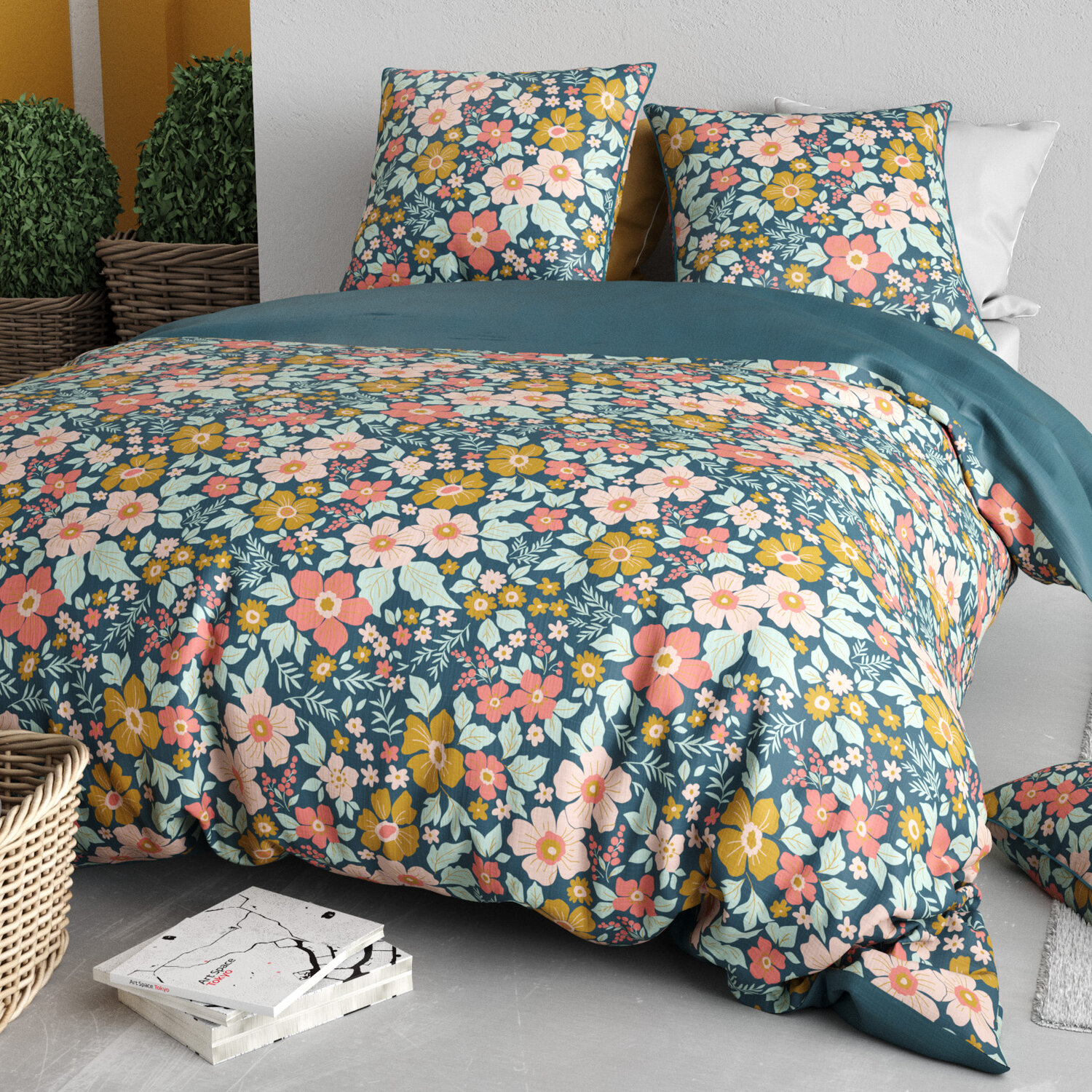 Parure housse de couette en coton imprimée, Ondide, C DESIGN HOME TEXTILE