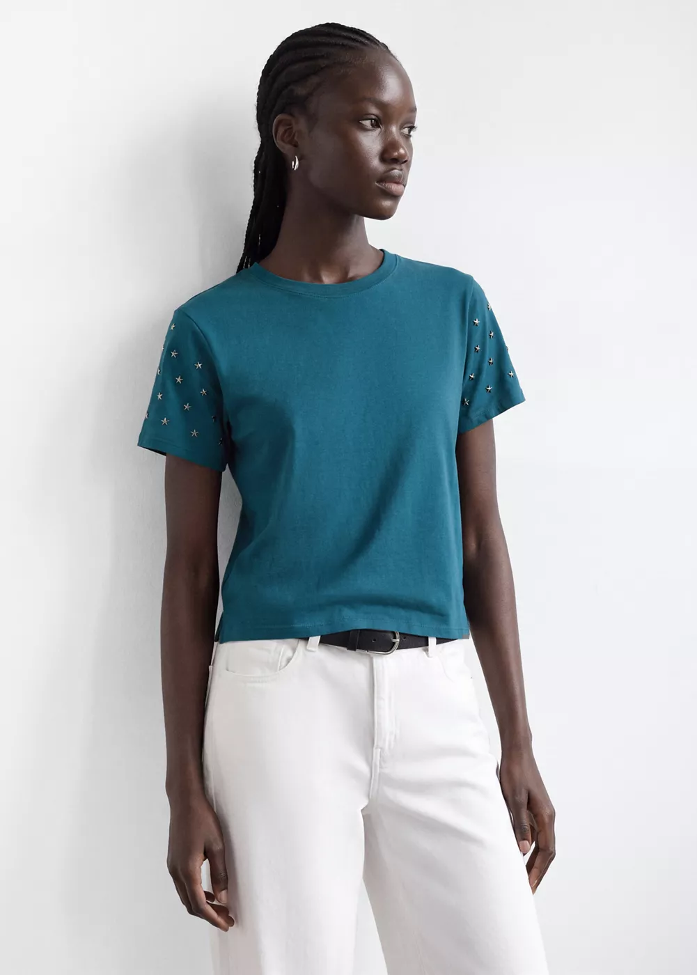 T-shirt en coton avec étoiles métalliques, MANGO TEEN