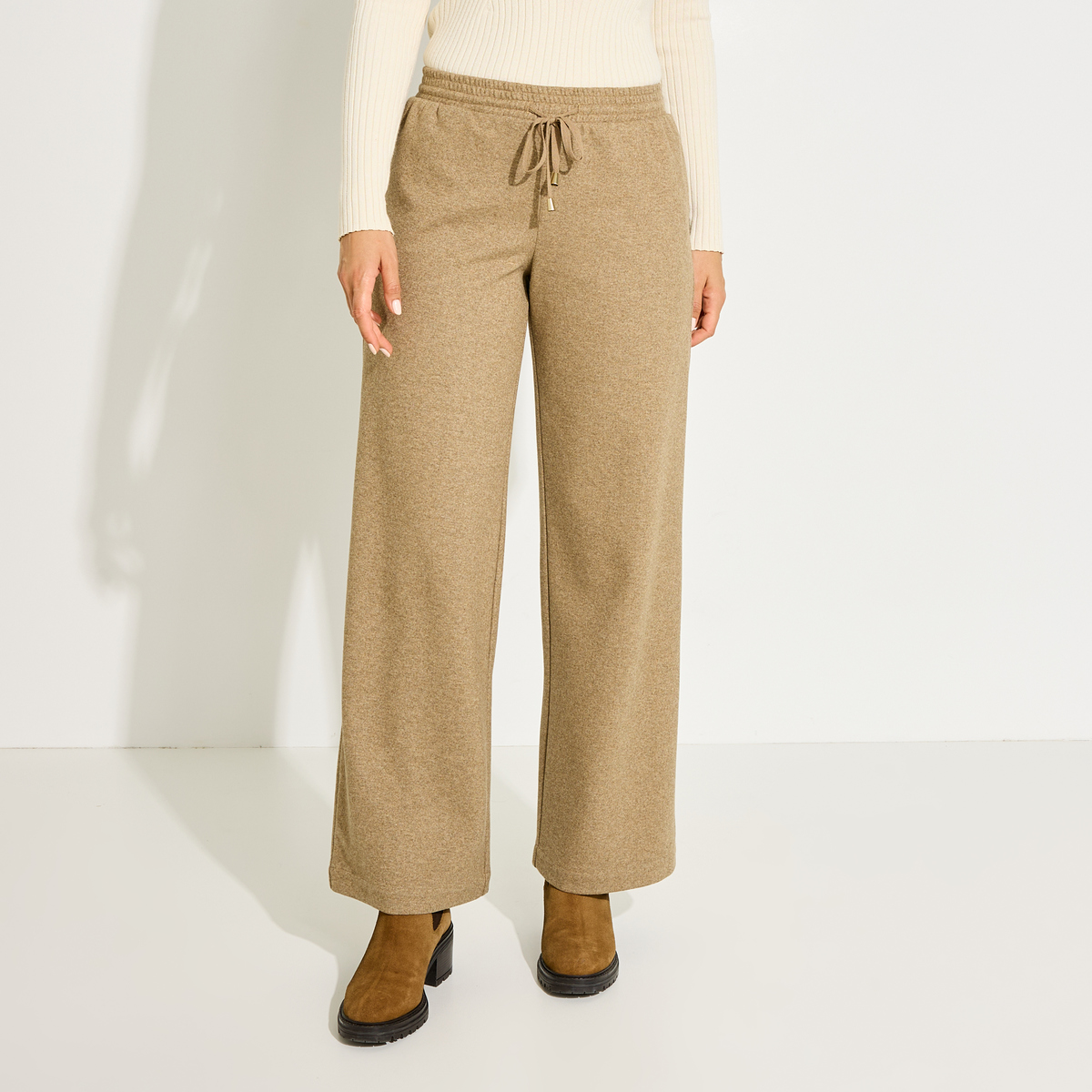 Pantalon droit ample chaud maille, GRAIN DE MALICE