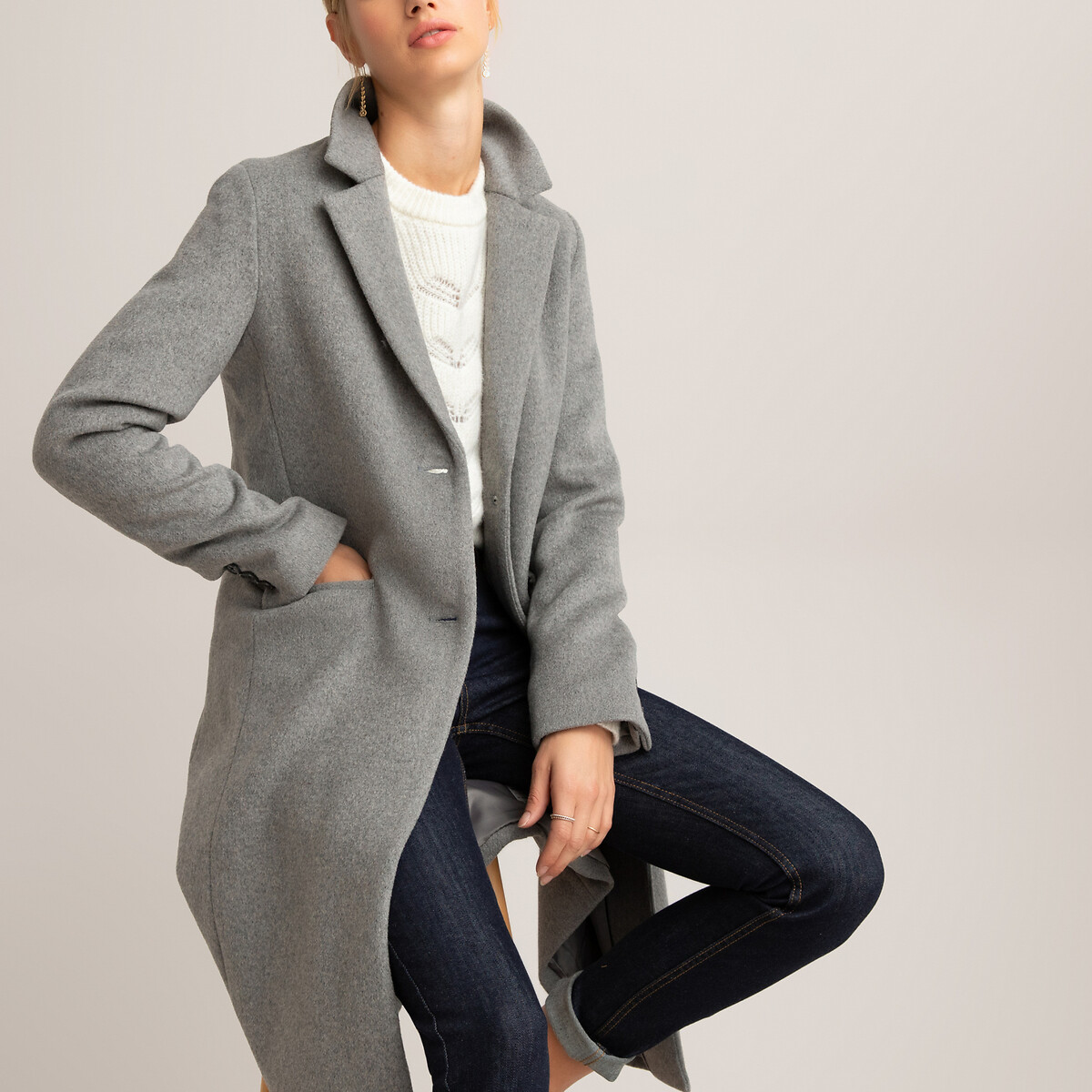 mid length wool coat womens