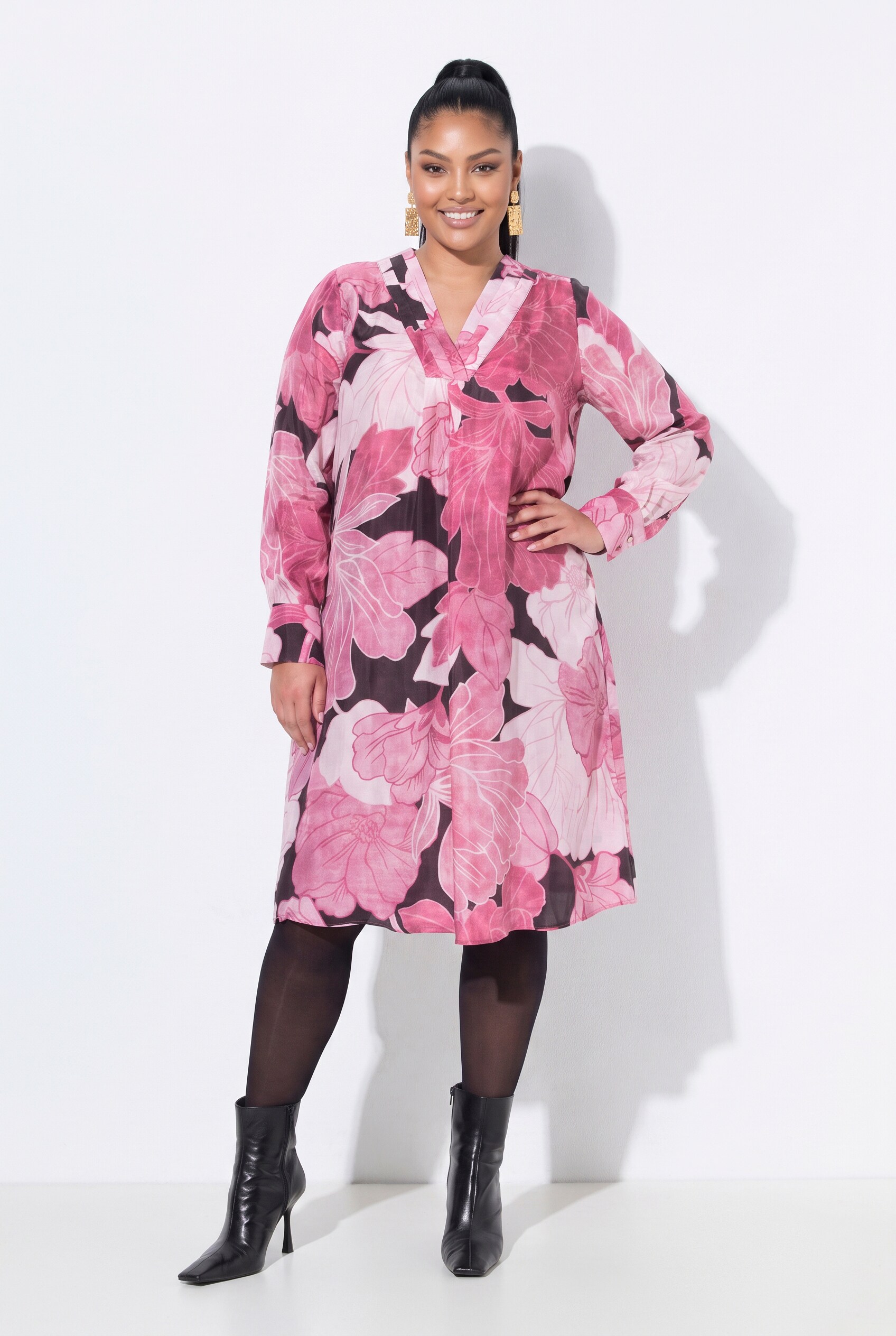 Robe en cupro mélangé, motif grandes fleurs, ULLA POPKEN