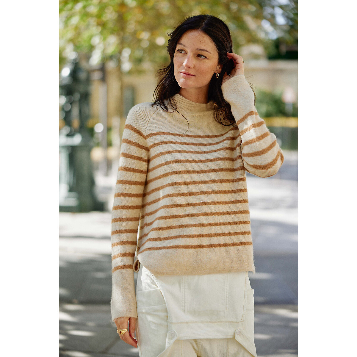 Beige striped store sweater