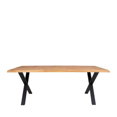 Table à manger en bois et métal 200x95cm bois foncé / noir - TOULON HOUSE NORDIC