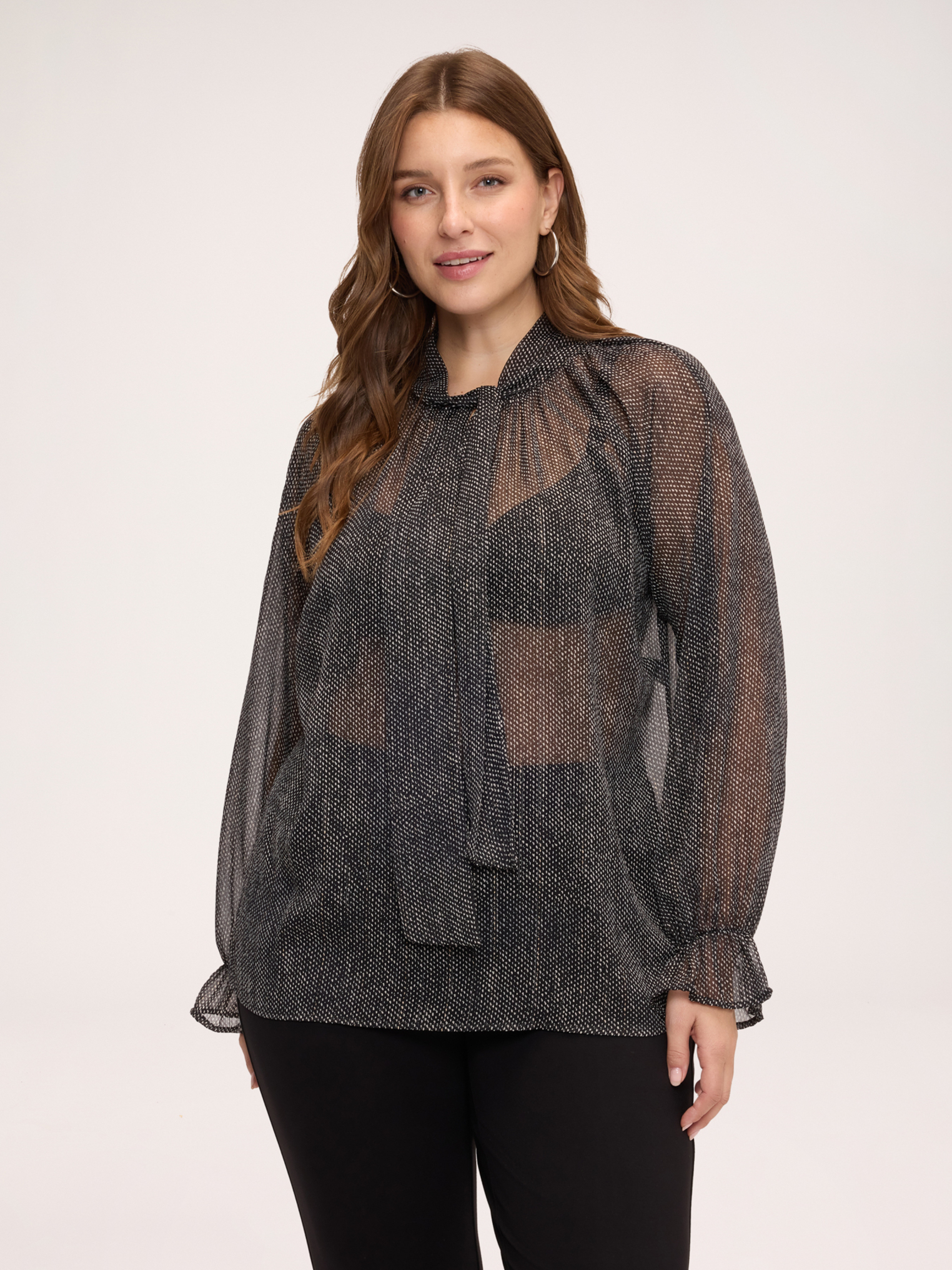 Blouse à micro-pois avec nœud, FIORELLA RUBINO