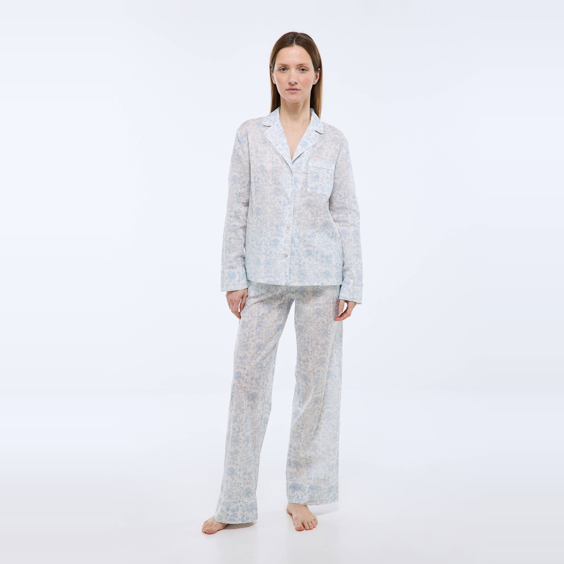 Pyjama rayé à manches longues en coton BIO, MONOPRIX