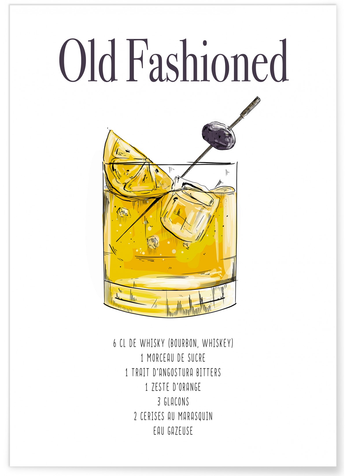 Affiche Cocktail Old Fashioned, L'AFFICHERIE