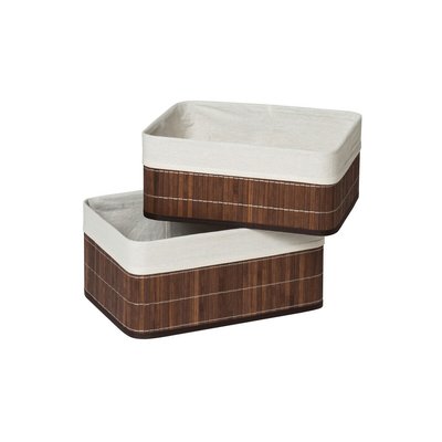 Set of 2 Storage Boxes in Dark Brown Bamboo SO'HOME