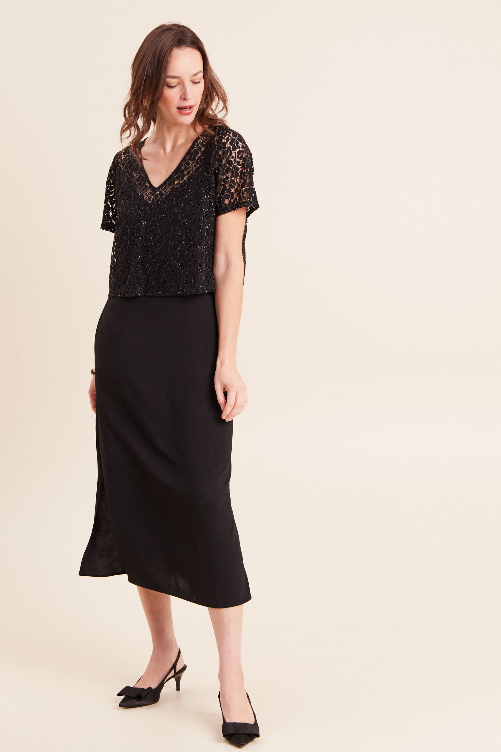 Robe longue évasée 2 en 1 col rond, BREAL