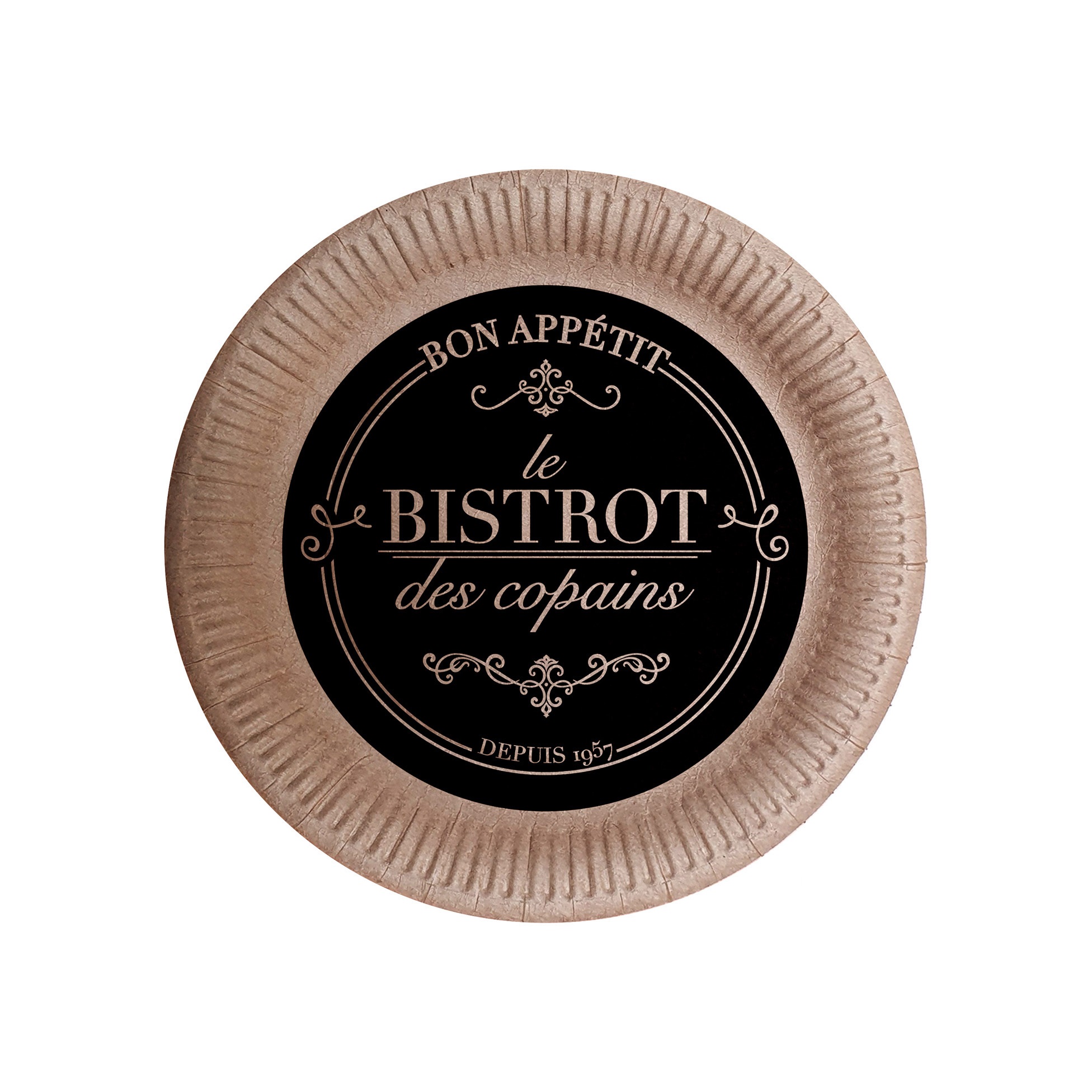 10 assiettes en kraft 18 cm Bistrot parisien, EDEN