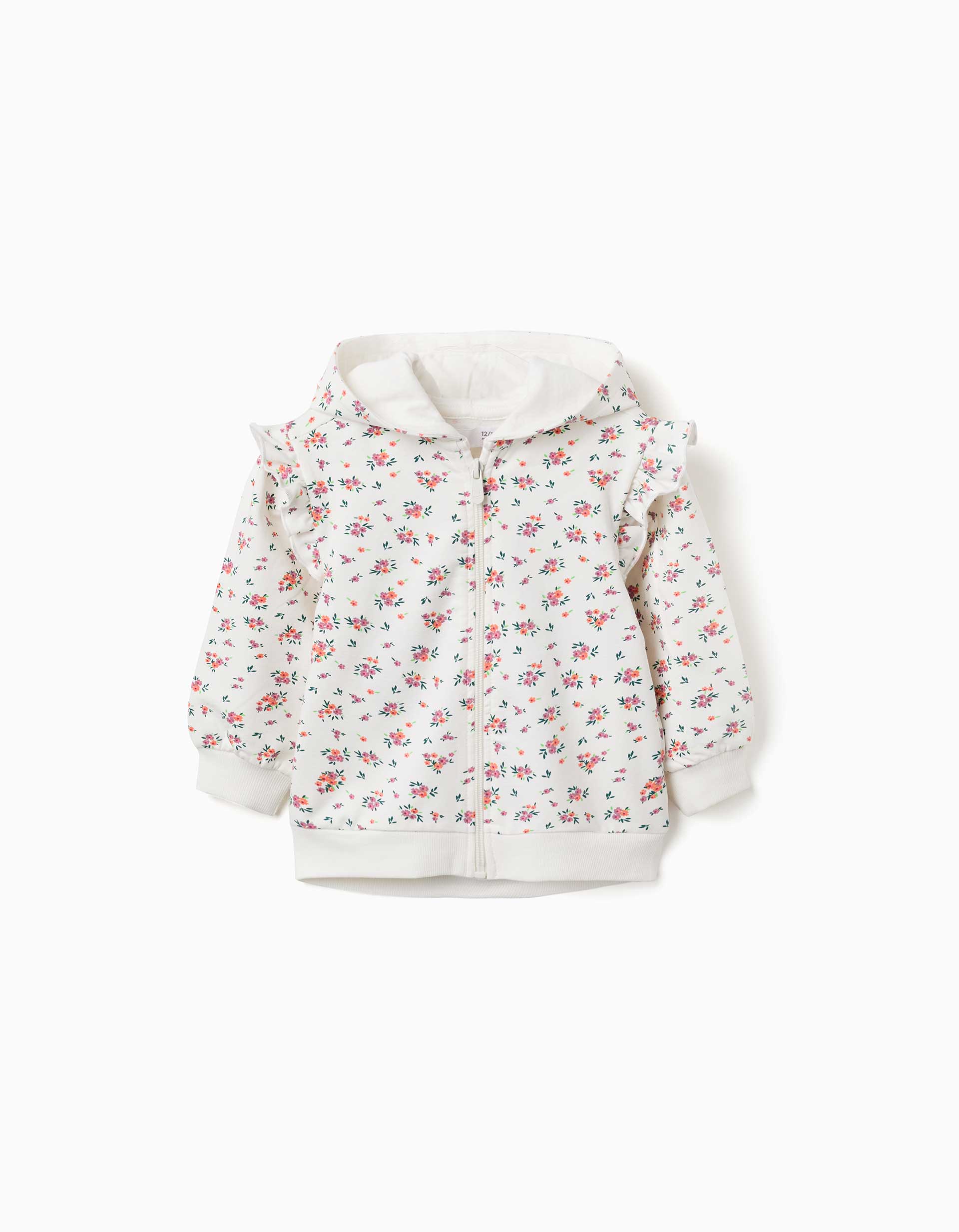 Sweat zippé en molleton à capuche avec motif floral, ZIPPY