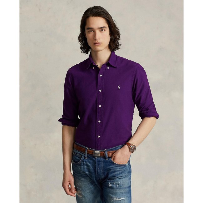 Regular Fit Shirt in Garment Dyed Oxford Cotton, purple, POLO RALPH LAUREN