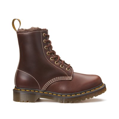 1460 Serena Ankle Boots in Leather with Faux Fur Lining DR. MARTENS