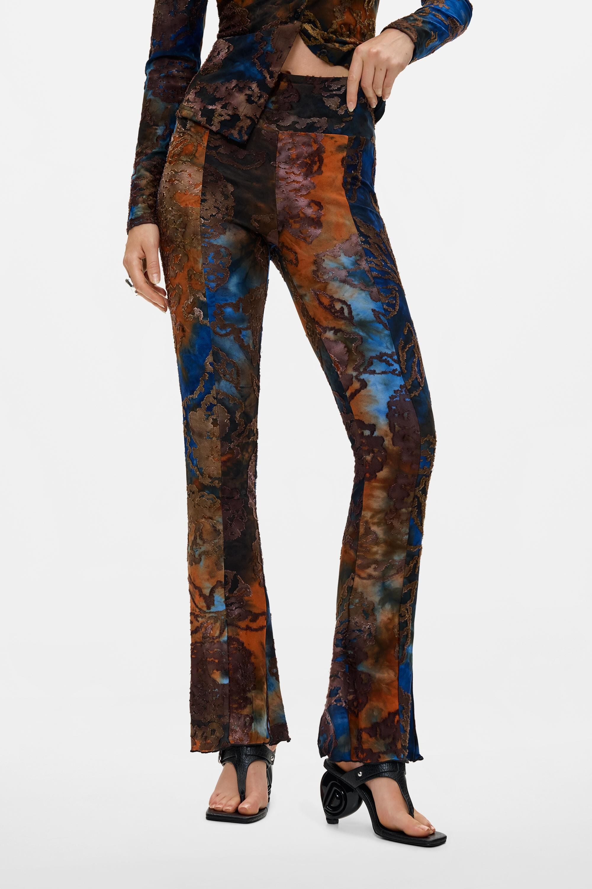 Pantalon flare floqué, DESIGUAL