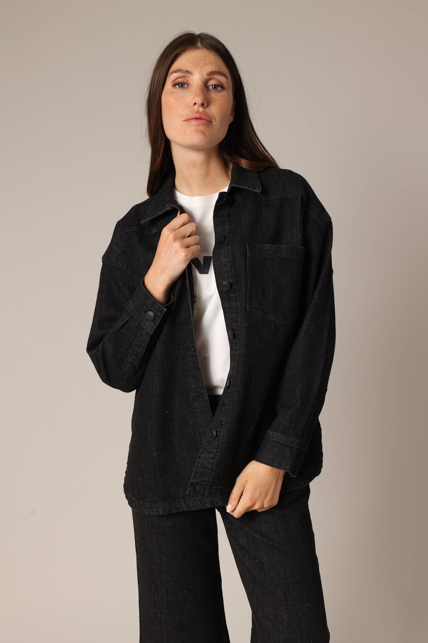 Surchemise oversize en denim noir effet usé ZAMORA, DEELUXE