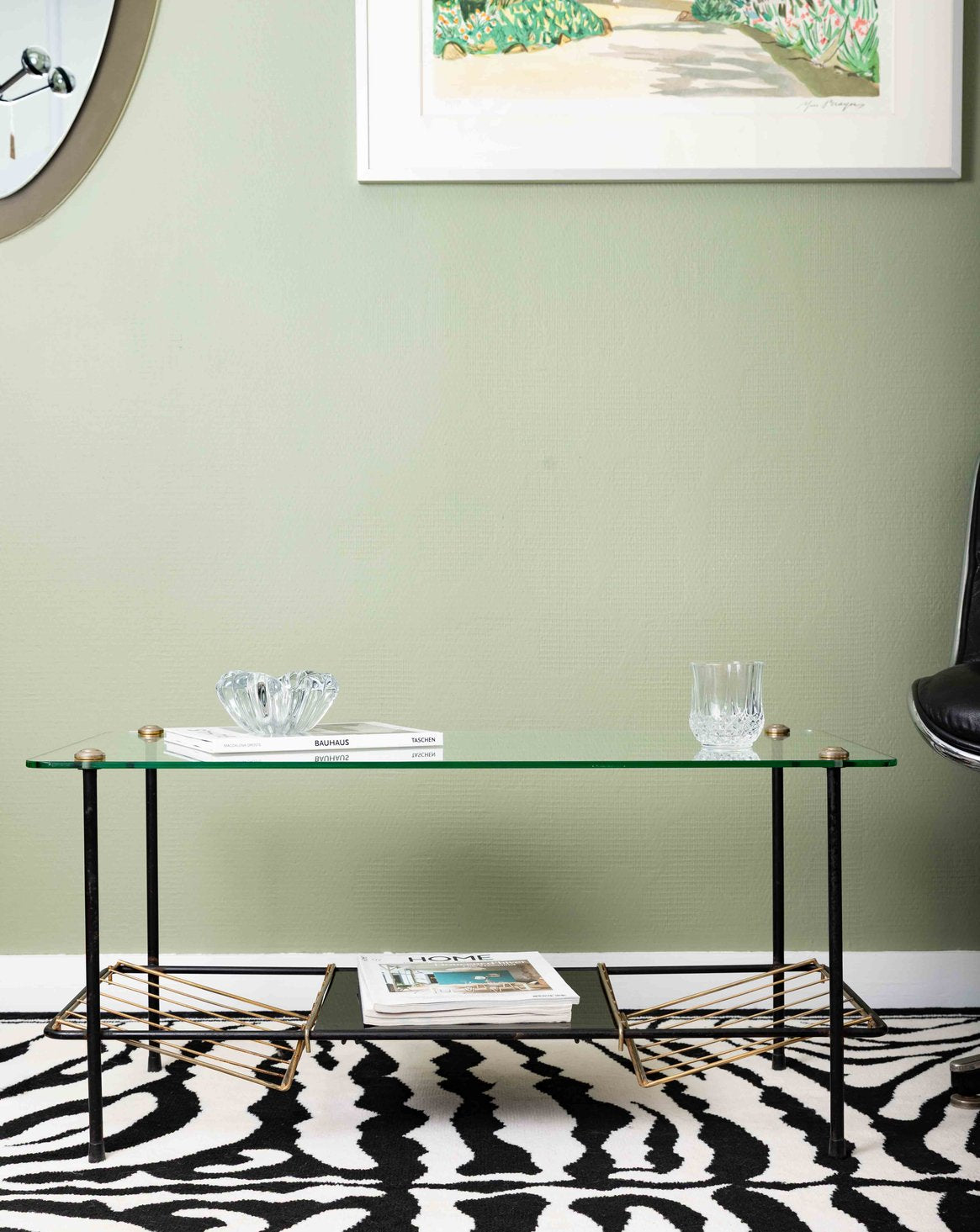 Table basse en verre et métal vintage Donna N°1576 - Bon état, DEBONGOUT