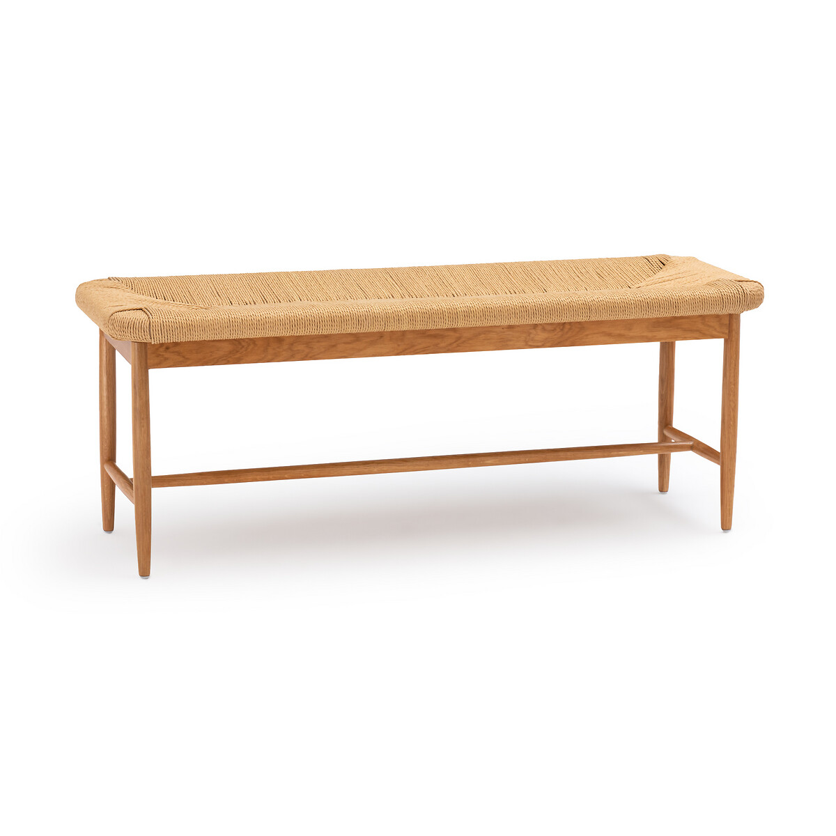 Andre 120cm Solid Oak Bench with Woven Seat