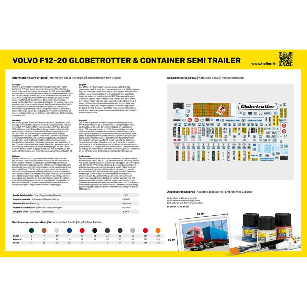 Maquette camion : Kit : Volvo F12-20 Globe Trotter & Container semi trailer