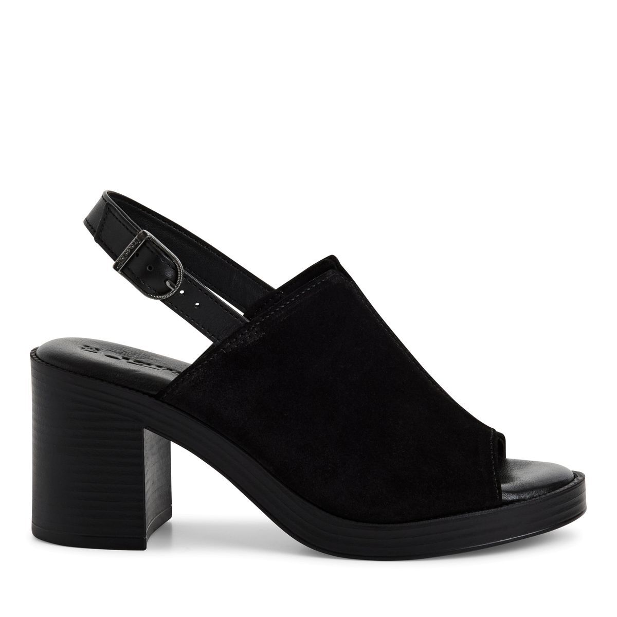 Sandales en cuir talon large, TAMARIS