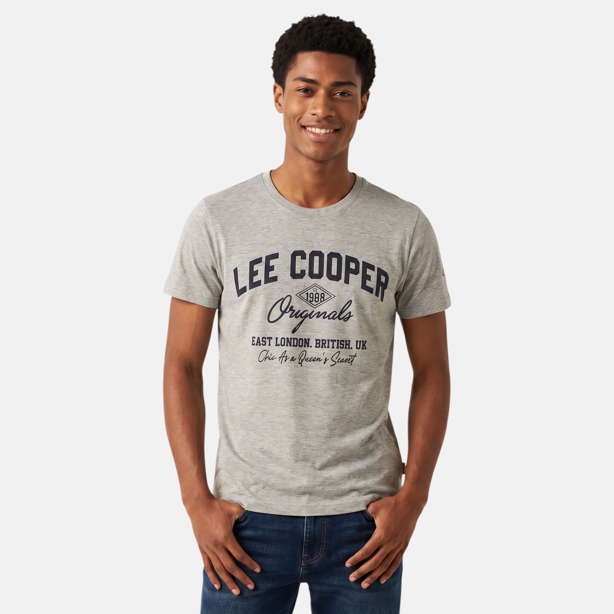 T-shirt manches courtes à inscription, col rond, LEE COOPER