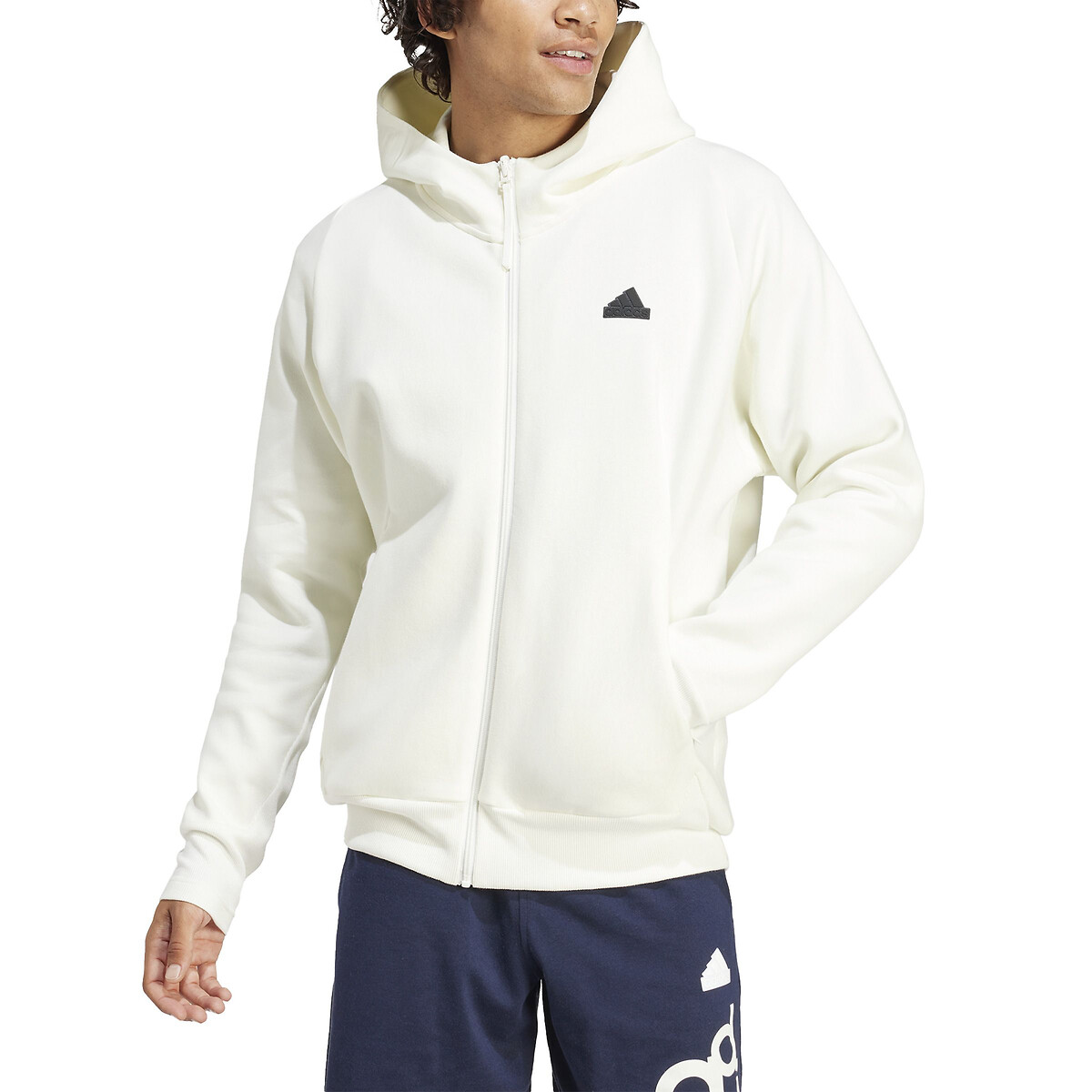 Sweat zipp capuche zne blanc cass Adidas Sportswear La Redoute