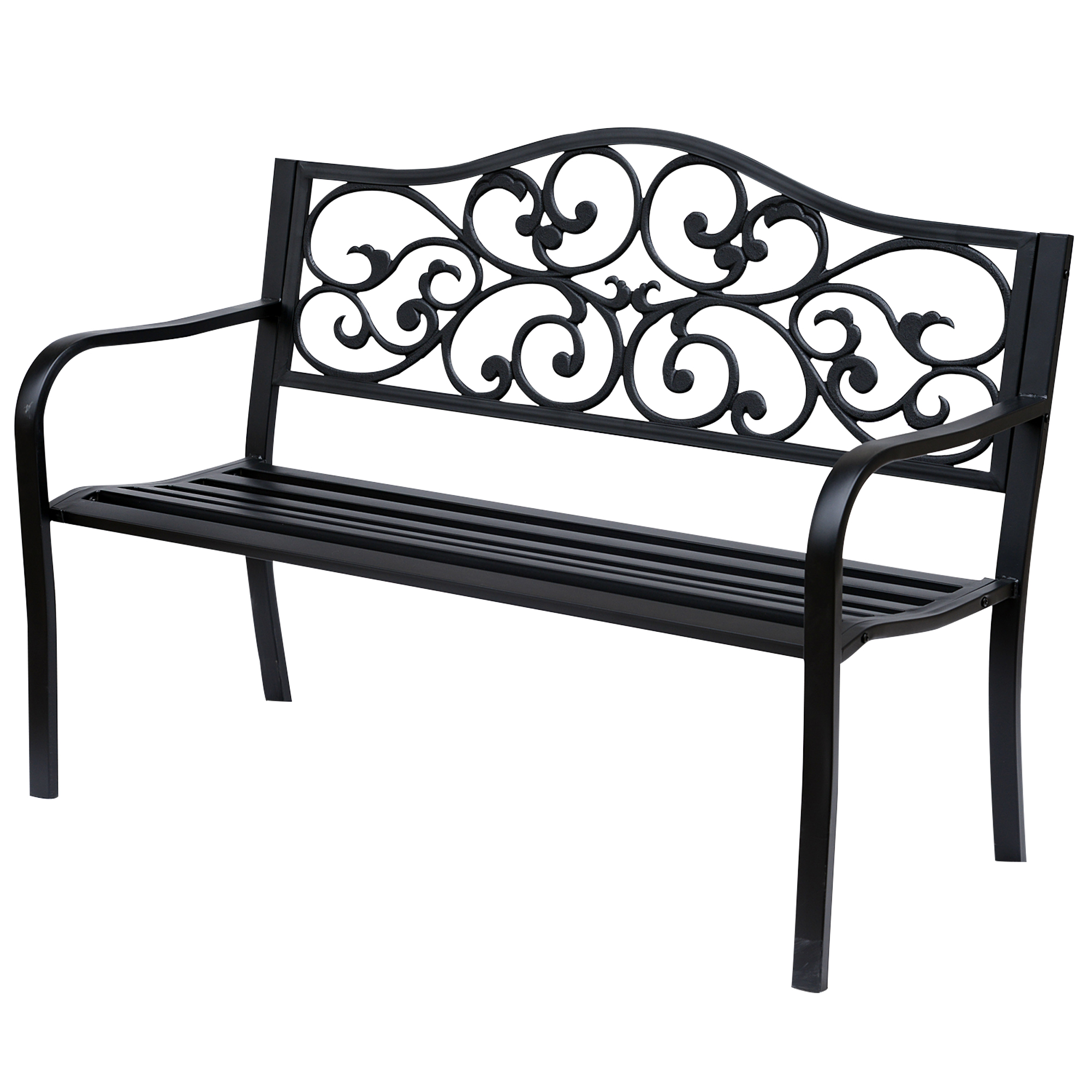Banc de jardin Métal Noir, OUTSUNNY