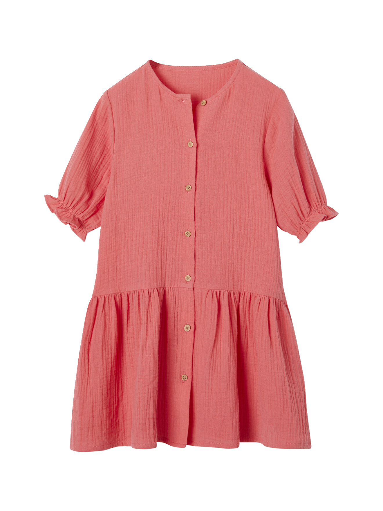 Robe boutonnée en gaze de coton, VERTBAUDET