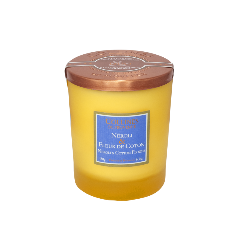 Bougie Parfumée Colorée NÉROLI & FLEUR DE COTON, COLLINES DE PROVENCE