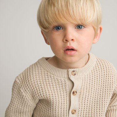 Cotton Grandad Collar Jumper in Fine Detailed Knit LA REDOUTE COLLECTIONS