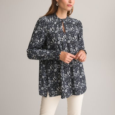 Floral Print Tunic with Crew Neck and Long Sleeves ANNE WEYBURN