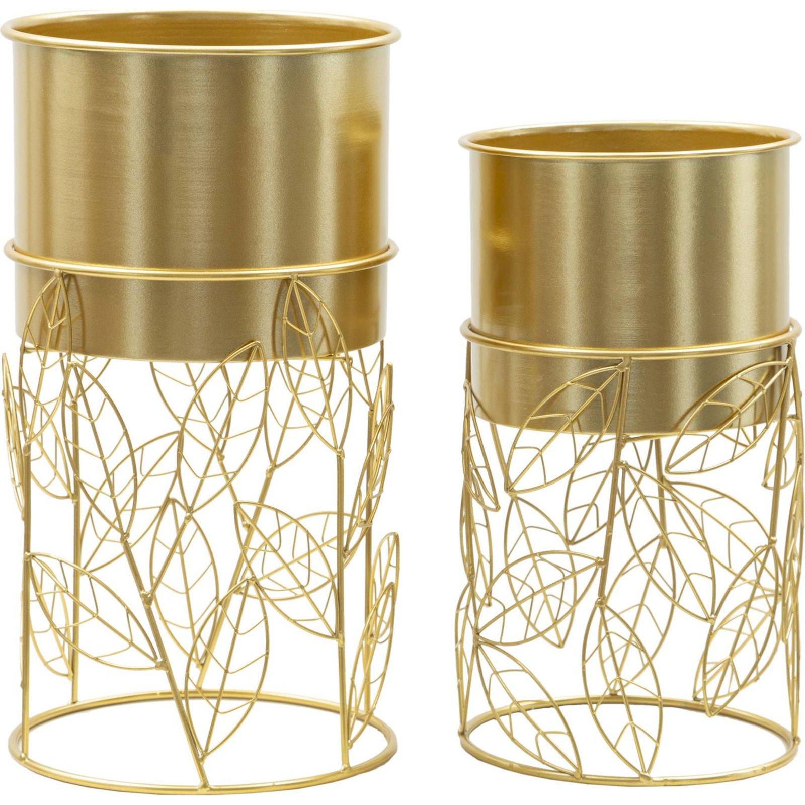 Lot de 2 cache-pots en fer motif feuilles GLAM, RECOLLECTION