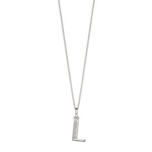 Sterling Silver Art Deco Initial 'L' Pendant with Cubic Zirconia Stone Detail BEGINNINGS image