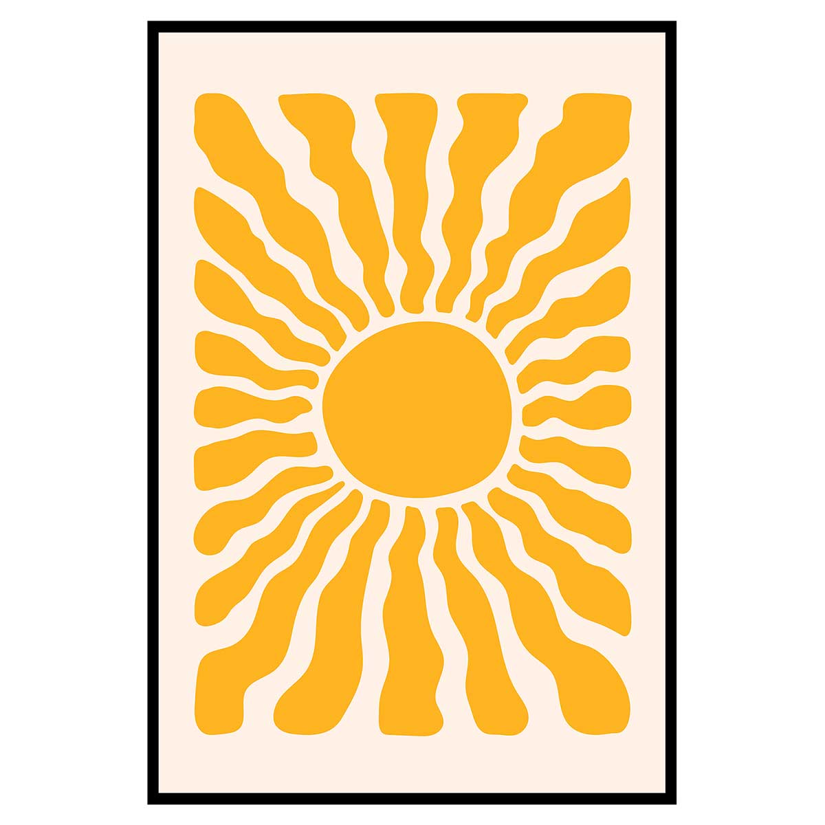 Affiche encadrée soleil abstrait rétro, HEXOA